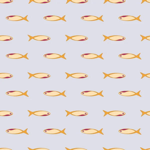 Small Yellow Fish Pattern Pale Lilac Background Fabric Wrapping Paper — Stock Vector