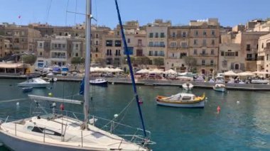 Boat ride in Malta To Birgu Medieval Town. High quality 4k footage.