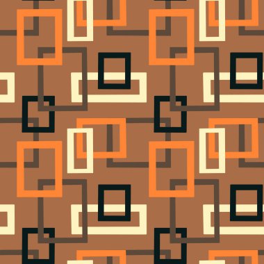 Squares vector pattern. Irregular rectangles on brown background. Simple shapes for fashion, textile, wrapping paper.