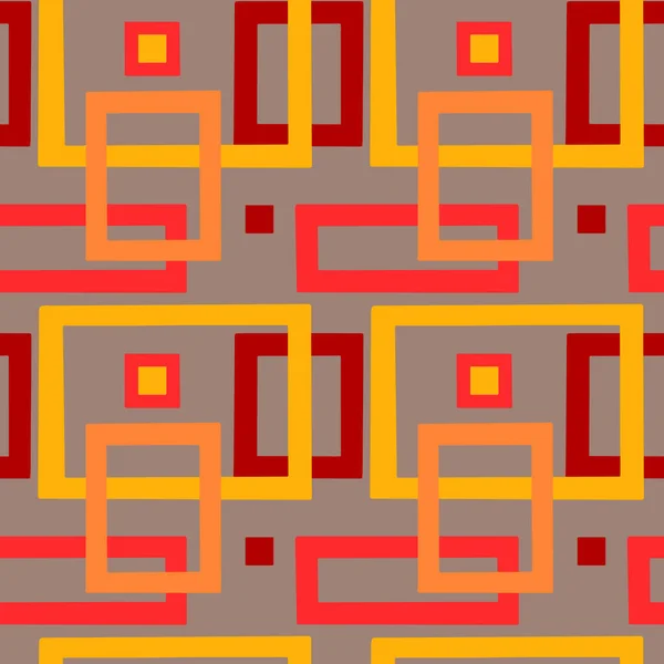 Bold Yellow Orange Irregular Squares Beige Background 60S 70S Style — 图库矢量图片