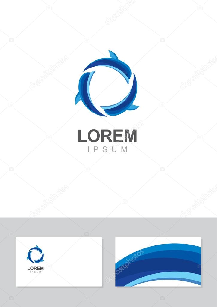 Dolphin icon design element with business card template.