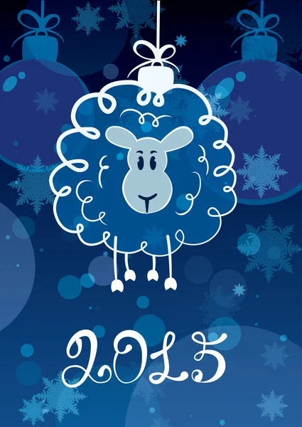 Funny sketching sheep - symbol of the New Year 2015. Vector post — Archivo Imágenes Vectoriales