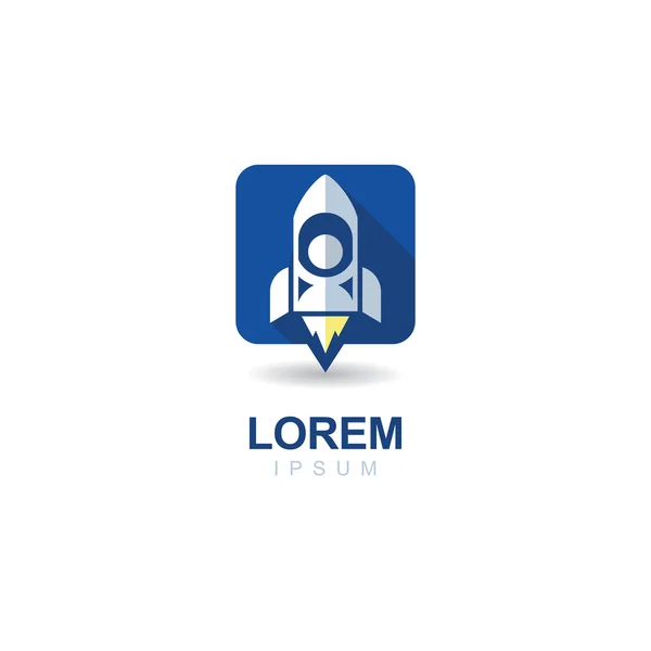 Cohete con astronauta, icono vector logo — Archivo Imágenes Vectoriales
