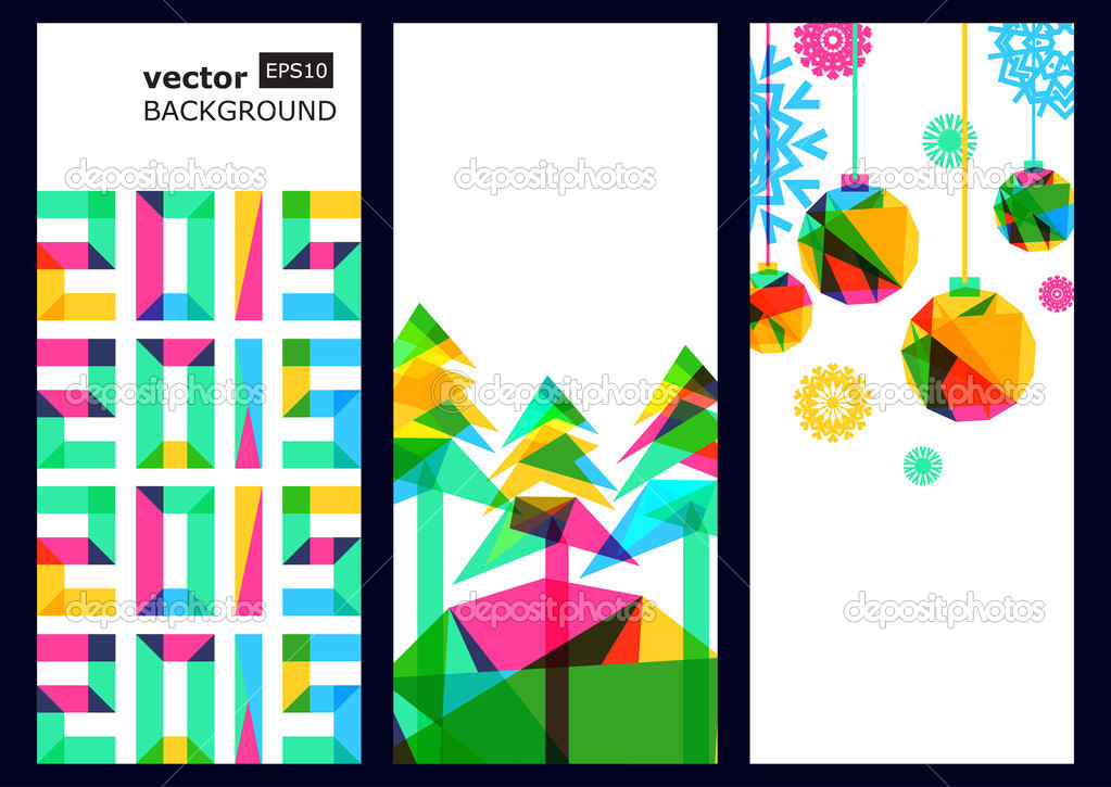Vector backgroundwith trees and snowflakes, New Year 2015