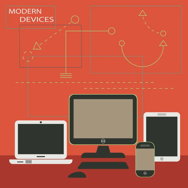 Dispositivos digitales e informáticos inteligentes modernos — Archivo Imágenes Vectoriales