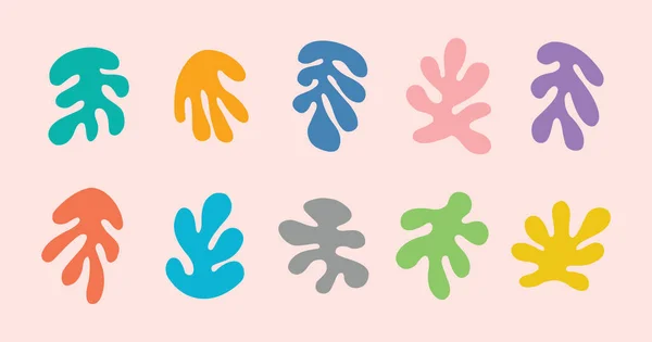 色彩艳丽的抽象流行的孤立树叶图标设计元素设置在粉色背景上 — 图库矢量图片