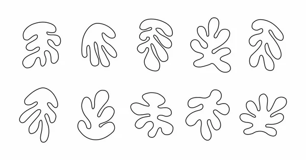 Black Ink Outline Abstract Trendy Isolated Leaves Icons Design Element — Stock Vector