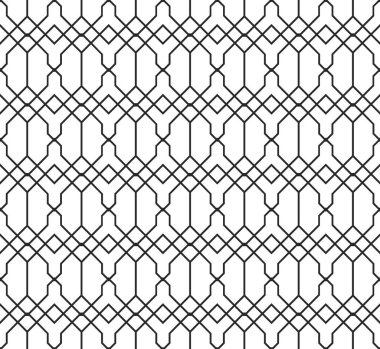 Siyah modern geometrik çizgi beyaz arka planda kraliyet doğu desenli çitler