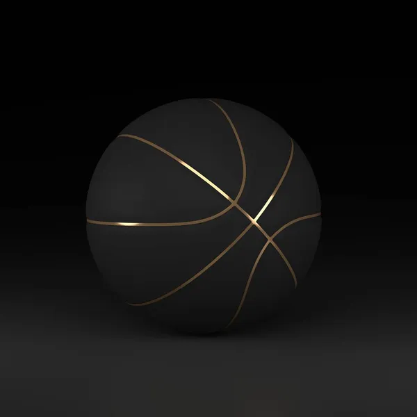 Basket élégant noir et or sur fond sombre. Expéditeur 3D Images De Stock Libres De Droits