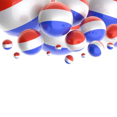 Hollanda bayrağı taşıyan şenlikli balonlar. 3B Hazırlama
