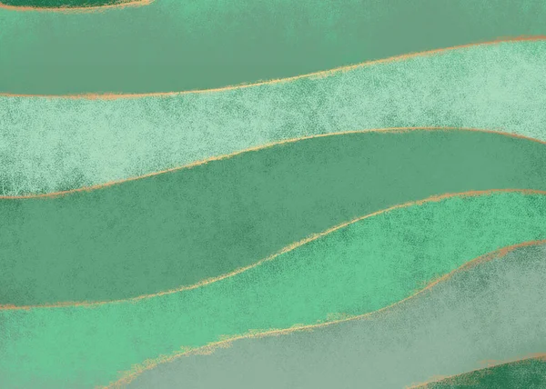 Абстрактний гранжевий акварельний фон в зеленому кольорі з золотими лініями. Текстура паперу — стокове фото