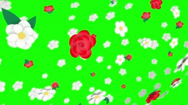 Kalp şeklinde bir buket çiçeğin 3 boyutlu animasyonu. Sevgililer Günü ve Kadınlar Günü için romantik tebrik kartı.