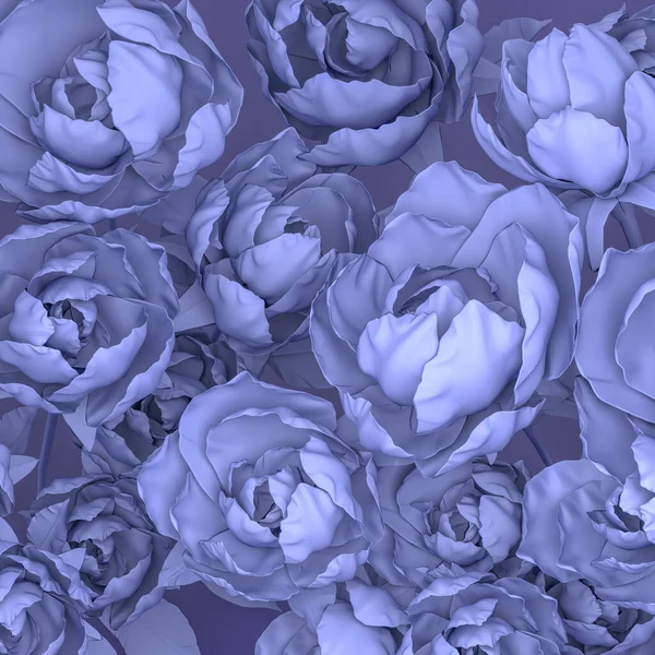 Monochrome background of rose flowers in color Very Perri. 3D Render — Stock Photo, Image