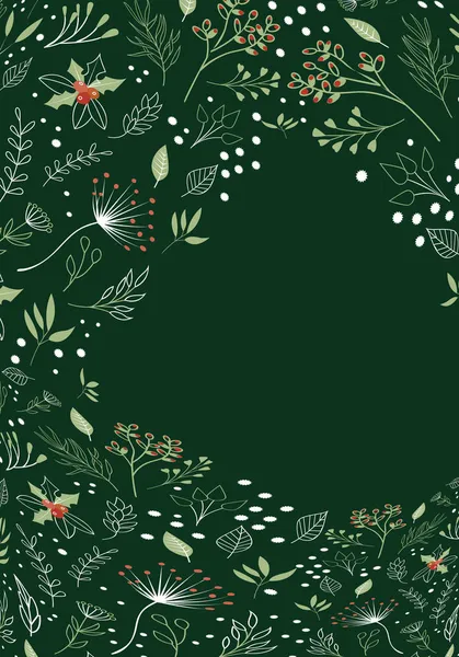 Weihnachten Rahmen Winter Pflanze Muster Elemente Vorlage Hintergrund — Stockvektor