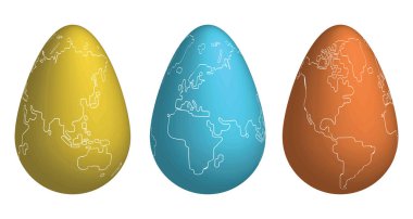 Dünya Haritalı Paskalya Yumurtaları Koleksiyonu, vektör resmi