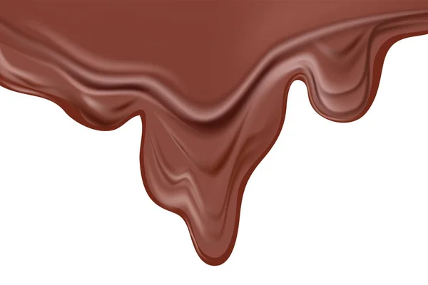 Stromende Chocolade Witte Achtergrond Vectorafbeelding — Stockvector