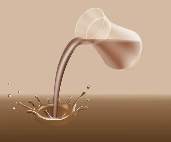 Tasse Verre Chocolat Est Versé Éclaboussures — Image vectorielle