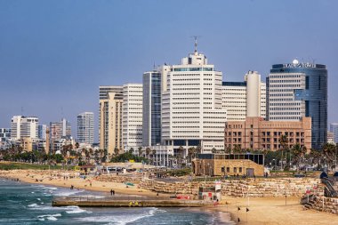 Tel Aviv - Jaffa, İsrail. 14 Ekim 2021: Modern Tel Aviv Şehri.