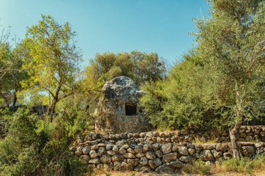 İsrail 'deki Ayalon Kanada parkının arkeolojik sahasında eski taş kalıntıları var..