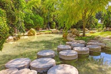 Holon, Israel - July 20, 2022: Japanese Garden in Holon.