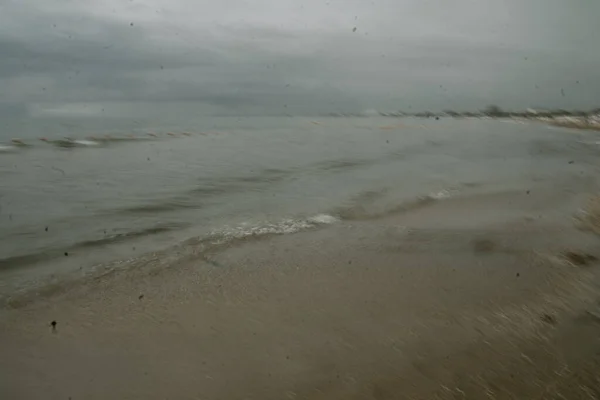 Onde Lunga Esposizione Costa Del Mar Nero Tempo Nuvoloso Astrazione — Foto Stock