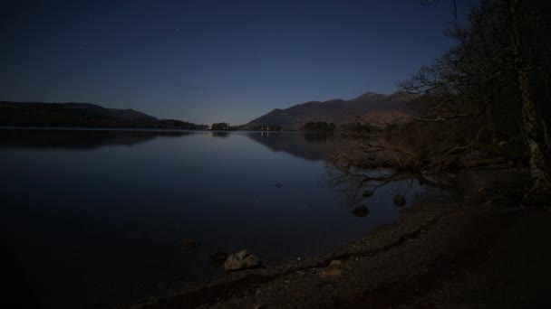 Timelapse Derwentwater English Lake District Moonlight Night — Vídeo de Stock