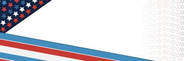  4 Temmuz çerçevesi, ABD ulusal gün arkaplanı kırmızı ve mavi renkli kopya alanı.