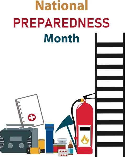 September National Preparedness Month Vector Illustration Emergency Plan Icons Template — Vector de stock