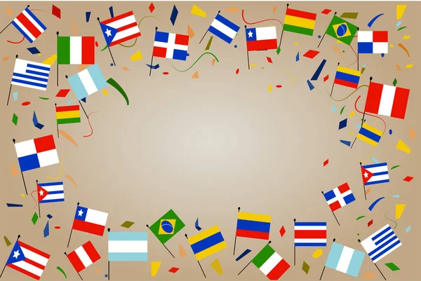 Lettering National Hispanic Heritage Month Different Flags America Falling Confetti — 스톡 벡터