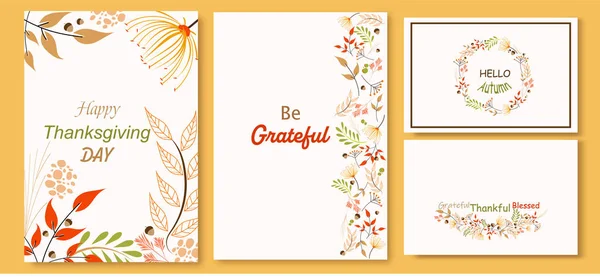 Thanksgiving Cards Set Good Invitation Banner Cover Placard Other Graphic — Image vectorielle