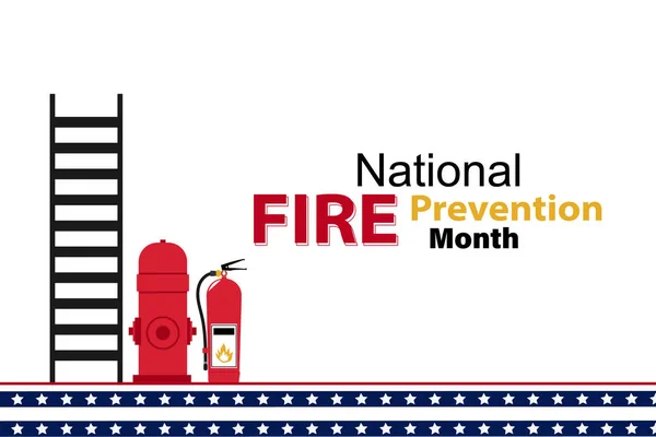 Illustration Theme National Fire Prevention Month Prevention Emergency Plan Copy — 스톡 벡터