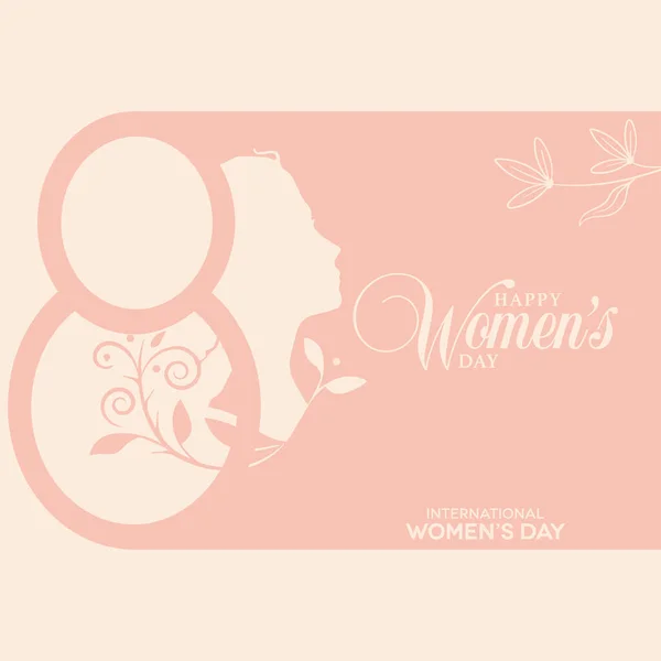 Women day card Woman silhouette and flowers Vector — Stock Vector