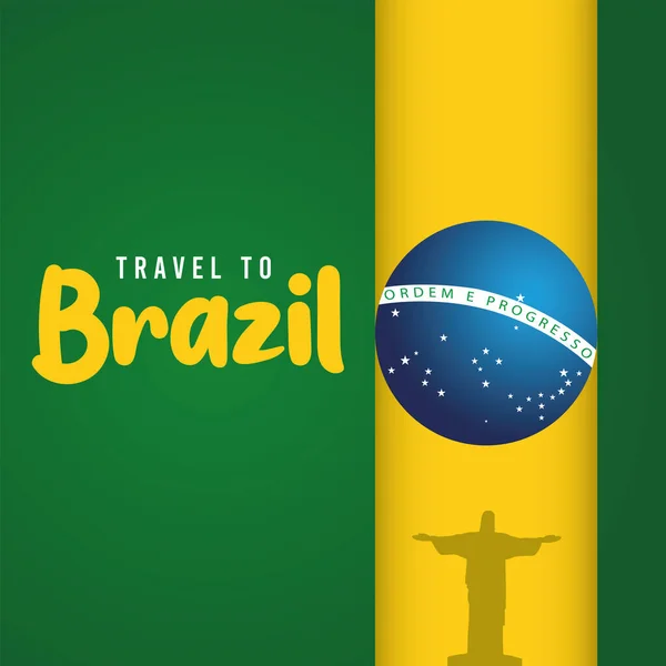 Brasil país cartaz Cristo, o redentor estátua uma bandeira do Brasil Vetor — Vetor de Stock