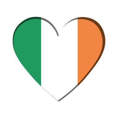 İrlanda Vektör illüstrasyonunun bayrağıyla izole edilmiş kalp şekli