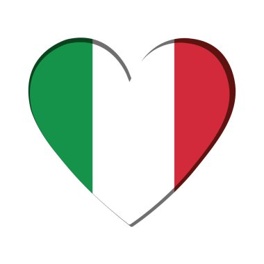 İtalya Vektör illüstrasyonunun bayrağıyla izole edilmiş kalp şekli