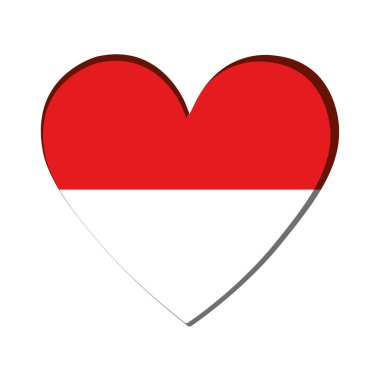 Endonezya Vektör illüstrasyonunun bayrağıyla izole edilmiş kalp şekli