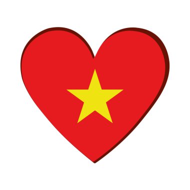 Vietnam Vektör illüstrasyonunun bayrağıyla izole edilmiş kalp şekli