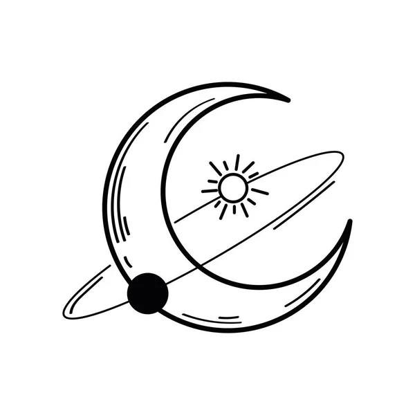 Μεμονωμένη Αστρολογία Φεγγάρι Σύμβολο Εσωτερισμός Σκίτσο Εικονίδιο Διάνυσμα Εικόνα — Διανυσματικό Αρχείο