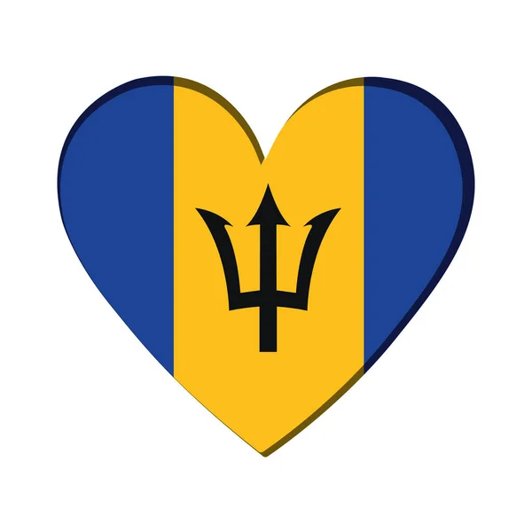 Isolerad Hjärtform Med Barbados Flagga Vektor Illustration — Stock vektor