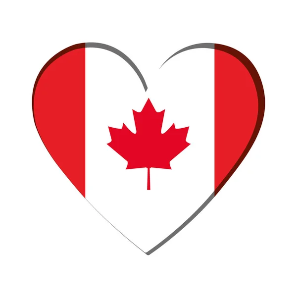 Coeur Isolé Avec Drapeau Canada Illustration Vectorielle — Image vectorielle