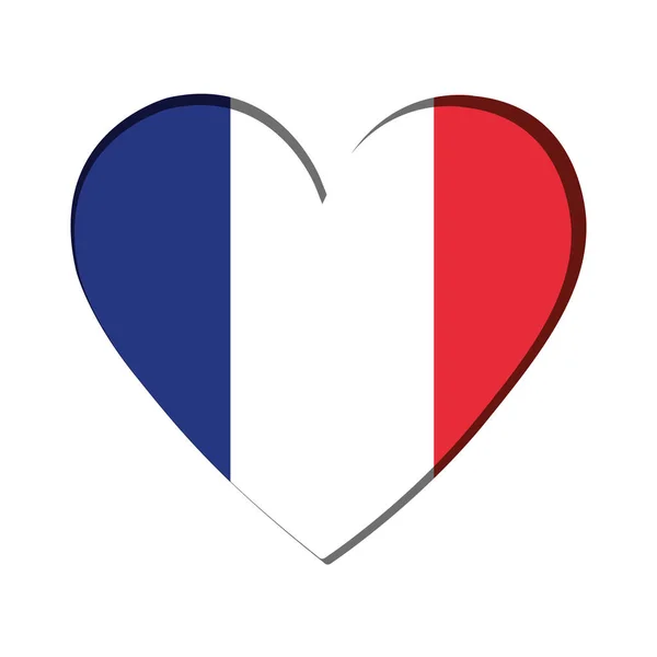 Izolovaný Tvar Srdce Vlajkou Francie Vektorové Ilustrace — Stockový vektor