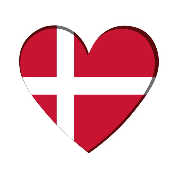 Forma Corazón Aislado Con Bandera Dinamarca Vector Illustration — Archivo Imágenes Vectoriales