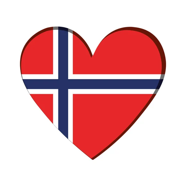 Forma Aislada Del Corazón Con Bandera Noruega Vector Illustration — Archivo Imágenes Vectoriales