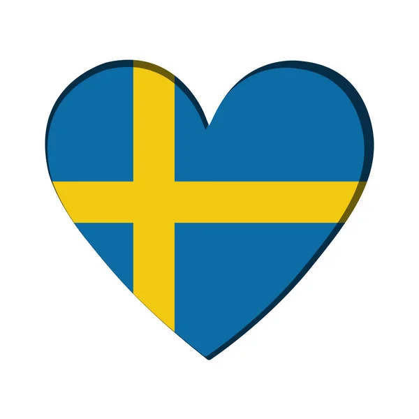 Geïsoleerde Hartvorm Met Vlag Van Zweden Vector Illustratie — Stockvector