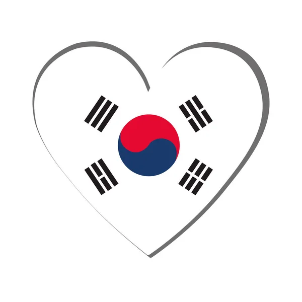 Izolowany Kształt Serca Flagą Korei Południowej Wektor Ilustracji — Wektor stockowy