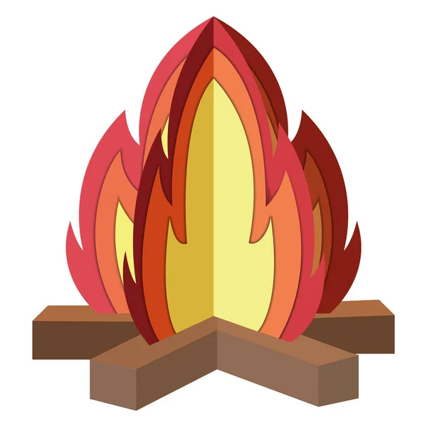 Isolates Hölzernes Lagerfeuer Ikone Flaches Design Vector Illustration — Stockvektor