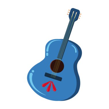 İzole edilmiş mavi ahşap gitar taslak ikonu Vektör illüstrasyonu
