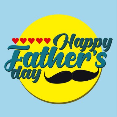 Mutlu babalar günü kart tipografisi ve bıyık vektörü illüstrasyonu