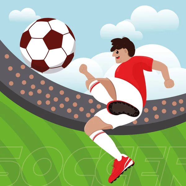 Jogador Futebol Homem Isolado Com Uma Bola Vector Ilustração — Vetor de Stock