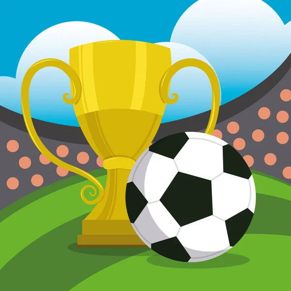 Pallone Calcio Coppa Campionato Oro Poster Calcio Illustrazione Vettoriale — Vettoriale Stock